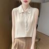 Top de tirantes con cuello polo para mujer, diseño de color contrastante estilo deportivo retro, prenda exterior y chaleco interior frescos para otoño e invierno