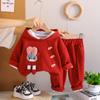 Conjunto Longo de Desenho Animado para Meninas, Moletom com Capuz Esportivo Estilo Coreano para Crianças e Bebês, Conjunto de Duas Peças Fashion e Fofo