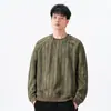 Ropa de Hombre Fengshe / Sudadera Rayada de Hombro y Manga Larga para Hombre, Camiseta de Manga Larga con Cuello Redondo, Top de Punto Moderno Estilo Americano