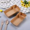 Caja Desechable de Papel Kraft para Snacks de Doble Compartimento para Llevar Tapa Abierta Papas Fritas Palomitas de Maíz Pollo Comida Caja Bandeja