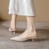Falda interior de media pierna estilo socialité francés para mujer, Zapatos de tacón alto, Nuevos Mules de Lujo Verano 2026 con Tacones Finos y Punta Cerrada K45