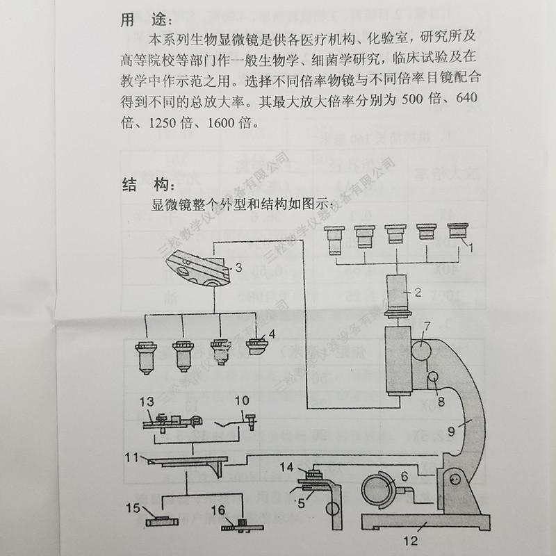 凤凰牌640倍生物显微镜说明书1_副本