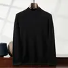 Suéter de Cachemira para Hombre Otoño e Invierno Cuello Medio Alto Manga Larga Jersey Capa Interior Tejido Capa Base Lujo Ligero Casual de Negocios