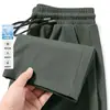 Pantalones Casuales de Hombre Verano Delgados Modernos Versátiles Sueltos Largos Pierna Ancha Pierna Recta Caída Secado Rápido Seda de Hielo Pantalones de Hombre