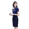 Camisa de trabalho para mulheres 2023 Verão nova azul safira manga curta estilo coreano slim fit camisa branca Macacão saia