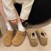 Hebilla de Cinturón Forro Polar Esmerilado Mocasines Gruesos Novedad Otoño Invierno 2024 Zapatos de Algodón Slip-on para Mujer