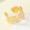 Pulsera Abierta de Hojas Exageradas de Lujo Ligero Europeo y Americano Pulsera Vintage Bañada en Oro de Marca Grande