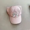 Gorra de béisbol fina de verano para niños con parte superior abierta, agujero para coleta, visera solar, sombrero dulce de protección solar para niños y niñas
