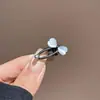 Grampo de Cabelo Elegante com Pérolas para Mulheres, Presilha de Metal com Laço Preto, Presilha Lateral de Alto Padrão, Presilha para Franja, Simples Presilha Bico de Pato