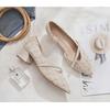 Nuevos Zapatos Versátiles Cerrados Primavera/Verano 2025, Sandalias Retro Estilo Chanel de Tacón Único con Perlas Francesas y Diseño Hueco