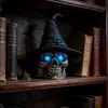 2026 Halloween Transfronteiriço Resina Crânio Gótico Chapéu de Bruxa Luminária Noturna Ornamento Decorativo Criativo para Casa e Desktop