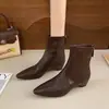 Botines cortos para mujer, estilo nuevo, punta fina, colección de otoño, tacón grueso, estilo coreano, 2026, botines ajustados, botines Chelsea pequeños retro