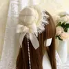 Sombrero Pequeño Colorido con Borla de Perlas Estilo Japonés Cruz Colorido Sombrero Pequeño Hecho a Mano Rosa Blanco Accesorio Novia Lolita
