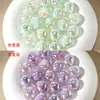 Cuentas Redondas de Resina Color Rosa Perlado con Núcleo de Cereza 'Fireworks', Agujeros Rectos, Cuentas Sueltas para Pulseras DIY, Accesorios para Llaveros