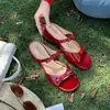 ¡En stock, se envía al instante! Zapatos Estilo Mismo de Mamá Uva, Sandalias de Mocasín para Mujer Estilo Francés con Doble Lazo y Aumento Oculto de Altura, Verano