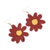 Pendientes bohemios de verano con flores de rafia tejidas a mano para vacaciones en la playa