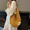 Bolso de Hombro Tejido para Mujer, Vacaciones de Verano en la Playa, Nuevo 2026, Gran Capacidad, Hilo de Algodón Floral, Bolso Tote Calado