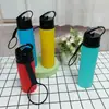Botella de agua plegable de silicona transfronteriza para ciclismo al aire libre, vaso de agua deportivo, anticaída, botella de agua deportiva plegable de silicona de grado alimenticio