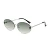 Gafas de sol ovaladas sin montura para mujer, a la moda y de alta gama, estilo retro moderno europeo y americano Old Money, gafas de sol de verano para chicas calientes