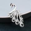 Anillo de Pavo Real Tridimensional Estilo Étnico Plata Tailandesa Retro Pluma Simple Elegante Abierto Dedo Índice Suministro Directo de Fábrica Venta al por Mayor
