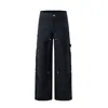Pantalones de leñador Zuhuan Martin para hombre, marca de moda de alta calle, con un diseño único de empalme, pantalones rectos holgados de pierna ancha