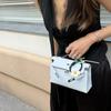 Bolso Kelly Mini de Primera Generación para Mujer Bolso de Mano de Piel de Vaca Swift de Primera Capa Importada Bolso de Mano con Color de Contraste Bolso Pequeño Cruzado con Cadena para Mujer