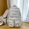 Mochila Escolar Fresca Estilo Soft Mochila Estilo Universitário Coreano Design Multicompartimento Mochila de Cor Sólida para Alunas do Ensino Fundamental