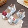 Sandalias de Princesa para Niñas 2026 Zapatos de Playa Infantiles de Dibujos Animados Calados de Punta Cerrada Gato Lindos Suela Suave Lazo Verano