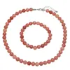 Elegante Retro Pulsera Collar de Piedra del Sol Rosa de 8 mm para Dama Joyería de Piedra Natural Regalo Joyería Transfronteriza