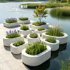Maceta grande de hormigón ligero compuesto de fibrocemento para jardín exterior, maceta grande para plantas verdes, maceta para paisajismo, hecha a medida por el fabricante