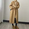Casaco de Lã Chique Estilo Coreano para Mulheres 2025 Outono e Inverno Novo Vermelho Comprimento Médio Estilo Hepburn de Alta Qualidade Casaco de Lã