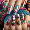 Manicure de Natal Padrão Papai Noel Unhas Postiças Série de Natal Europeia e Americana
