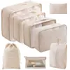 Conjunto de Sacos de Armazenamento para Viagem Transfronteiriça, Conjunto de Oito Peças de Bagagem de Grande Capacidade, Saco com Cordão para Sutiãs, Saco de Armazenamento para Classificação de Roupas