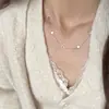 Versión Coreana Chapado en Plata de Ley 925 con Oro de 18 Quilates Cadena para Clavícula Hueca de una Sola Capa Trébol de Cuatro Hojas Dulce y Fresca Collar de Trébol de Cuatro Hojas