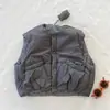 Chaleco de algodón de color liso con bordado tridimensional de oso para niños, chaleco reversible a cuadros para otoño/invierno para niñas
