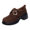 Zapatos de Velcro para Mujer Dropshipping, Zapatos Pequeños de Cuero Retro, Zapatos de Mujer Otoño e Invierno, Tacones Gruesos, Suelas Suaves, Birkenstocks