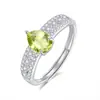 Anillo de Plata de Ley S925 con Gema en Forma de Gota de Agua con Granate Natural, Citrino, Topacio, Amatista y Peridoto Anillo Ajustable