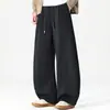 Pantalones casuales de pierna curva estilo Old Money para hombre, pantalones largos deportivos relajados de alta calle americana para otoño/invierno, pantalones de pierna ancha rectos holgados de moda