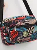 Bolsa de lona de grande capacidade, bolsa leve para mães de meia-idade e idosas, bolsa de ombro grande de tecido Oxford de nylon estampado, bolsa transversal para mulheres