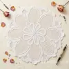 Blanco Hueco Redondo Encaje Flor Mantel Individual Posavasos Mantel Mesa de Café Mesa de Noche Tela Decorativa de Cubierta