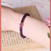 Cuentas Redondas de Amatista Natural con Cuentas Redondas de Cristal Fresa Pulsera de un Círculo Sencillo para Niños y Niñas Pulsera de Moda de Cristal Creativa