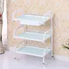 Carrito de Tres Niveles Estante de Almacenamiento para Cocina y Baño, Multiusos, Puede Sostener Instrumentos, Resistente, Ruedas Giratorias, Puede Empujar Flores de Seda