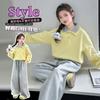 Conjunto Versátil Casual Holgado de Pantalones de Chándal Dos Piezas para Niñas, Primavera y Otoño 2026, Pantalones Rectos Largos