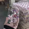 Copo de Suco para Café da Manhã Doméstico de Cozinha, Copo de Café Isolado de Camada Dupla com Alça, Copo Simples de Vidro de Borossilicato com Flores Secas