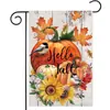 Decoração de Outono para o Dia de Ação de Graças Bandeira de Jardim com Abóbora e Folha de Bordo Impressão em Ambos os Lados, Bandeira de Jardim de Linho Falso com Impressão de Imagem Personalizada