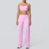Conjunto de Yoga y Fitness Cruzado por Delante y por Detrás a Prueba de Golpes, Sujetador Adelgazante de Cintura Alta, Amigable con la Piel, Pantalones de Pierna Ancha para Yoga Naked