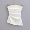 Top de tubo puramente seductor y sexy sin hombros para mujer, top sin mangas sexy de verano para chica caliente, ajustado, fruncido, con abertura irregular
