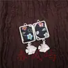 Pendientes Vintage Bordados Hechos a Mano de Estilo Étnico de Moda con Borlas Pequeñas, Joyería de Plata Miao de Yunnan, Color Blanco, Tamaño 41