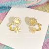 Pendientes de lujo ligeros y elegantes con forma de ojo de gato, de alta calidad, de verano, con flores de nicho, de aguja de plata S925, exquisitos.
