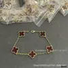 Pulseira Trevo de Quatro Folhas de Calcedônia Roxa Natural, Versão de Alta Qualidade com Banho Espesso de Ouro 18K, Presente para Aniversário da Namorada
